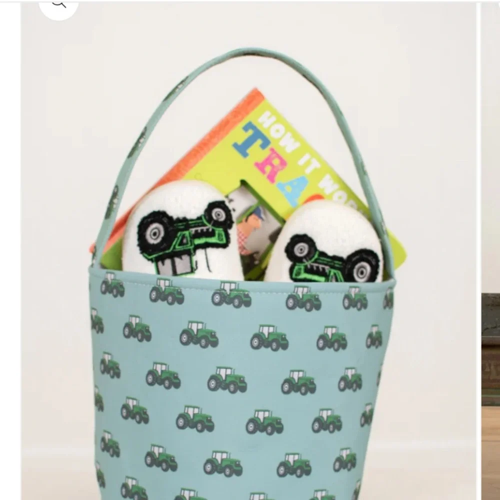 Green Tractor John Deere Print Easter Bucket / Toy Storage